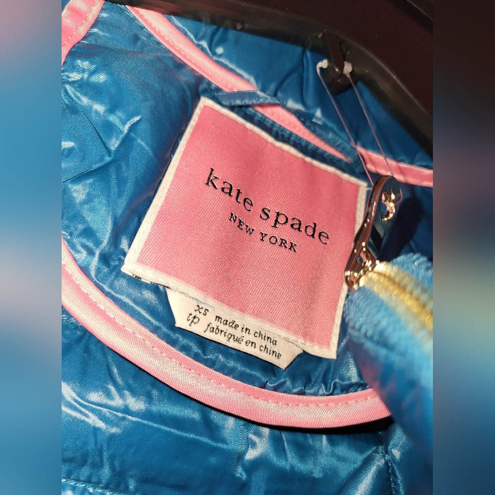 NWT KATE SPADE Packable Down Jacket size XS Peacock Blue - Picture 14 of 14
